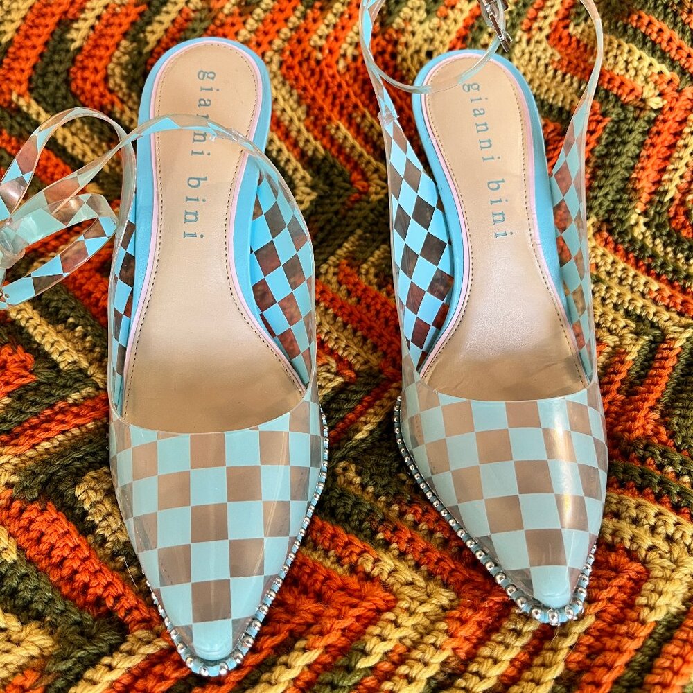 Turquoise/Clear Stilettos ankle strap - Gianni Bini